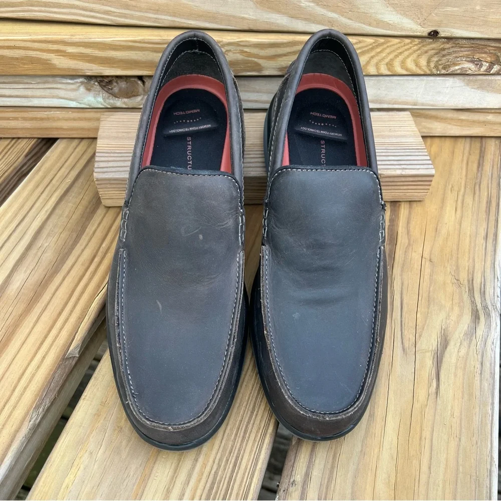 - Structure Sz 10 Vaughn Gray/Brown Leather Venetian Loafers! NEW!